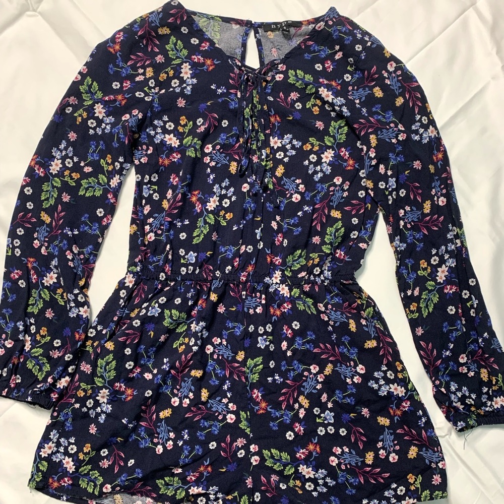 Navy blue flower romper